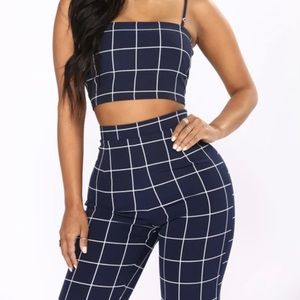 Line By Line Pant Set - Navy/White